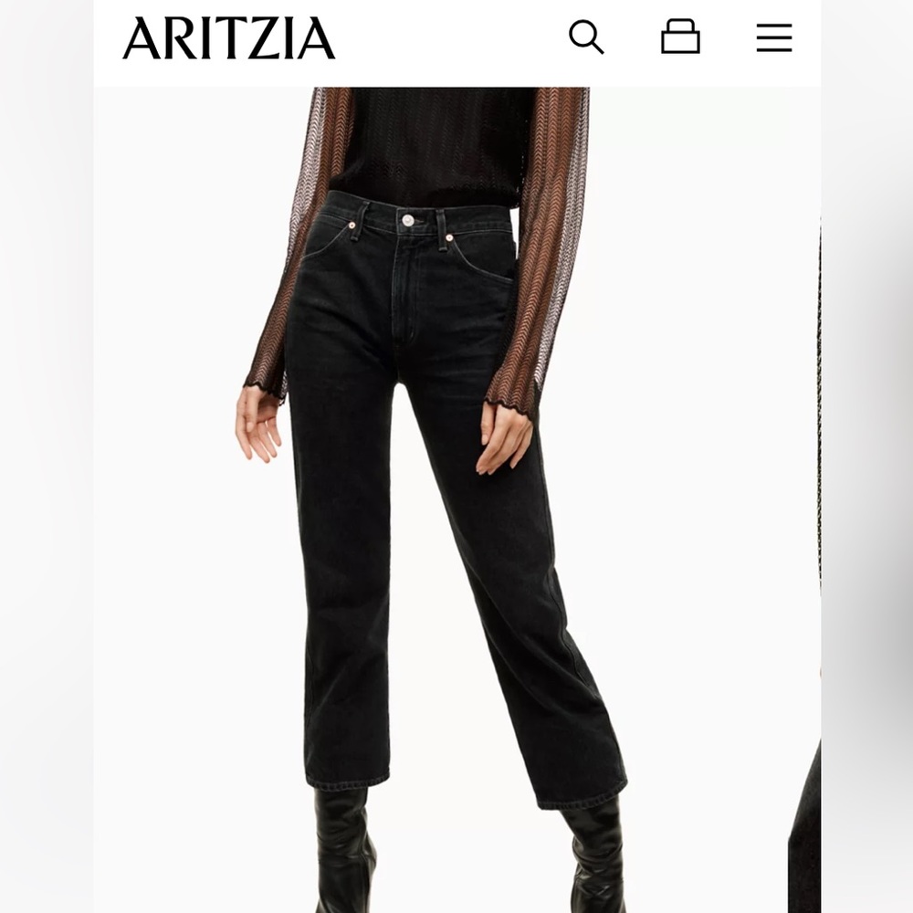 Wilfred/Citizens of humanity “Liv straight crop “ vintage black denim size 27
